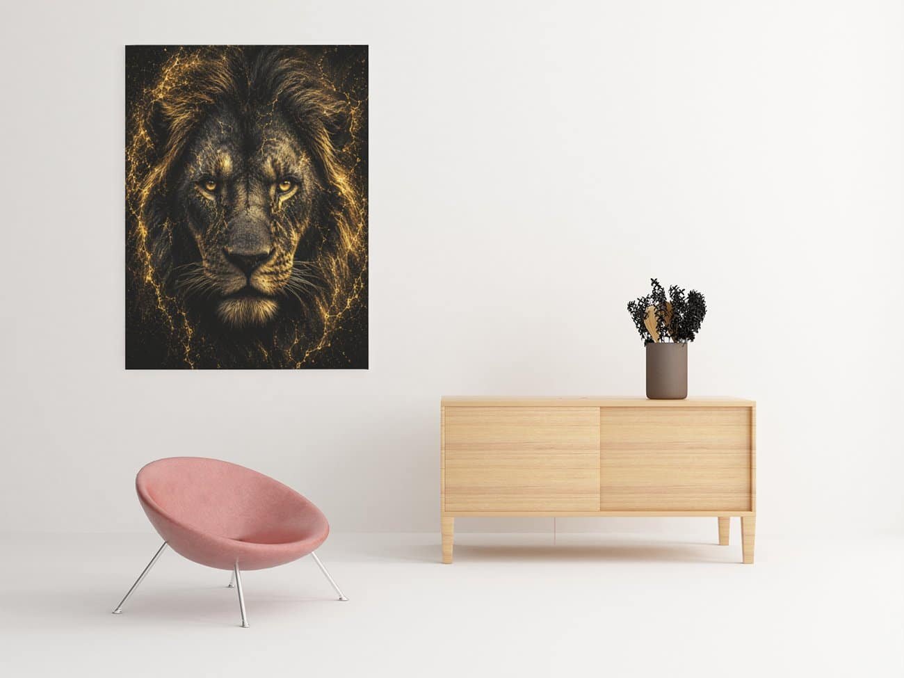 Gouden Leeuw Canvas Schilderij 75x100 cm - Afbeelding 3