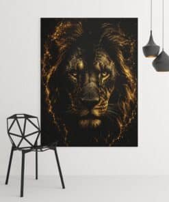 Gouden Leeuw Canvas Schilderij 75x100 cm