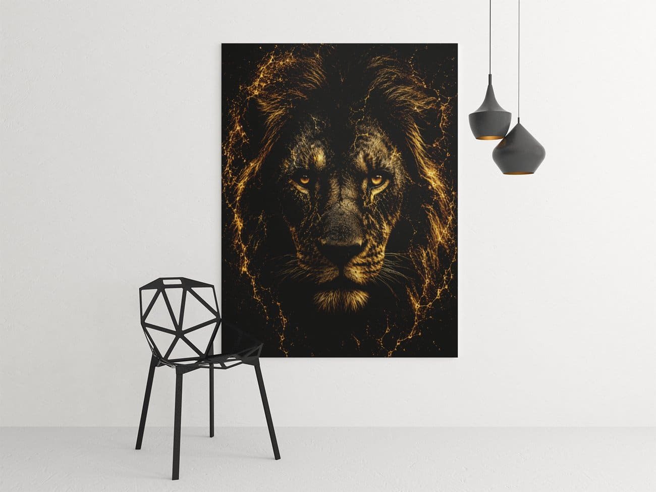 Gouden Leeuw Canvas Schilderij 75x100 cm