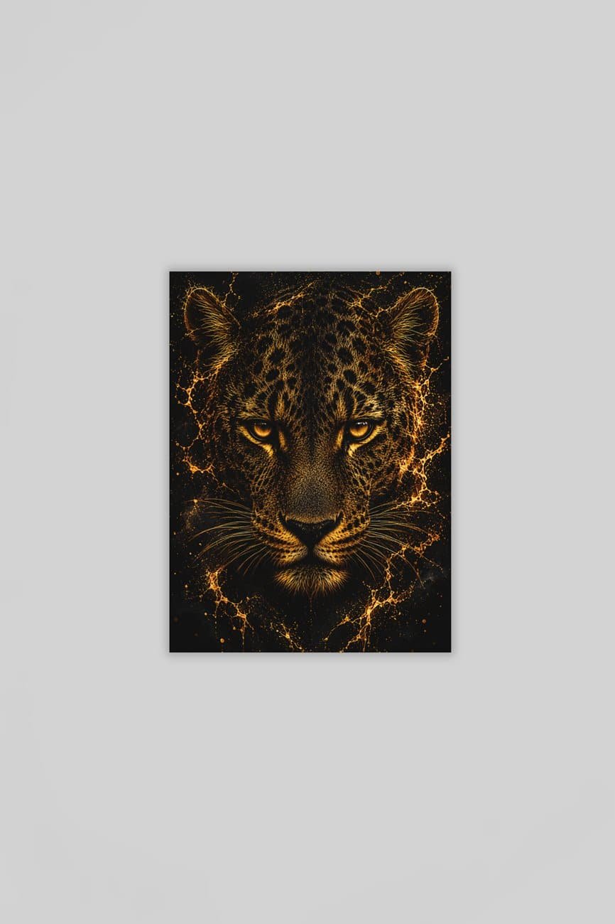 Gouden Luipaard Canvas Schilderij 75x100 cm