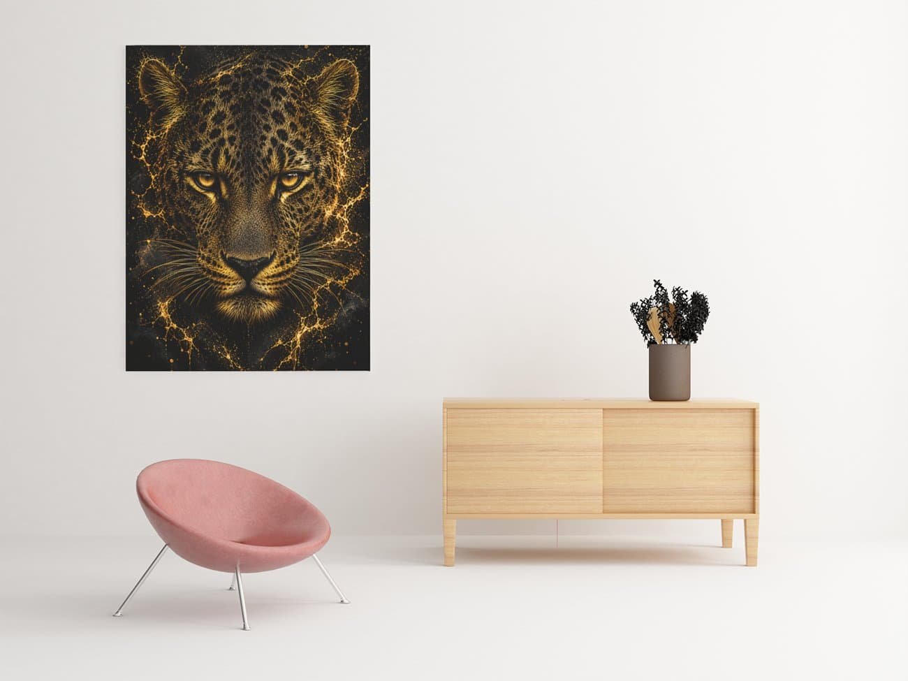 Gouden Luipaard Canvas Schilderij 75x100 cm - Afbeelding 3