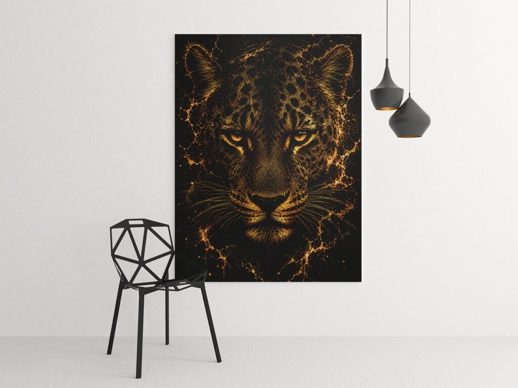Gouden Luipaard Canvas Schilderij 75x100 cm