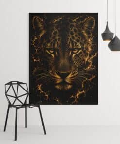 Gouden Luipaard Canvas Schilderij 75x100 cm