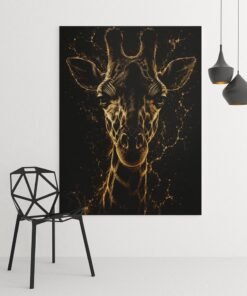 Gouden Giraf Canvas Schilderij 75x100 cm