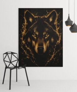 Gouden Wolf Canvas Schilderijen 75x100 cm