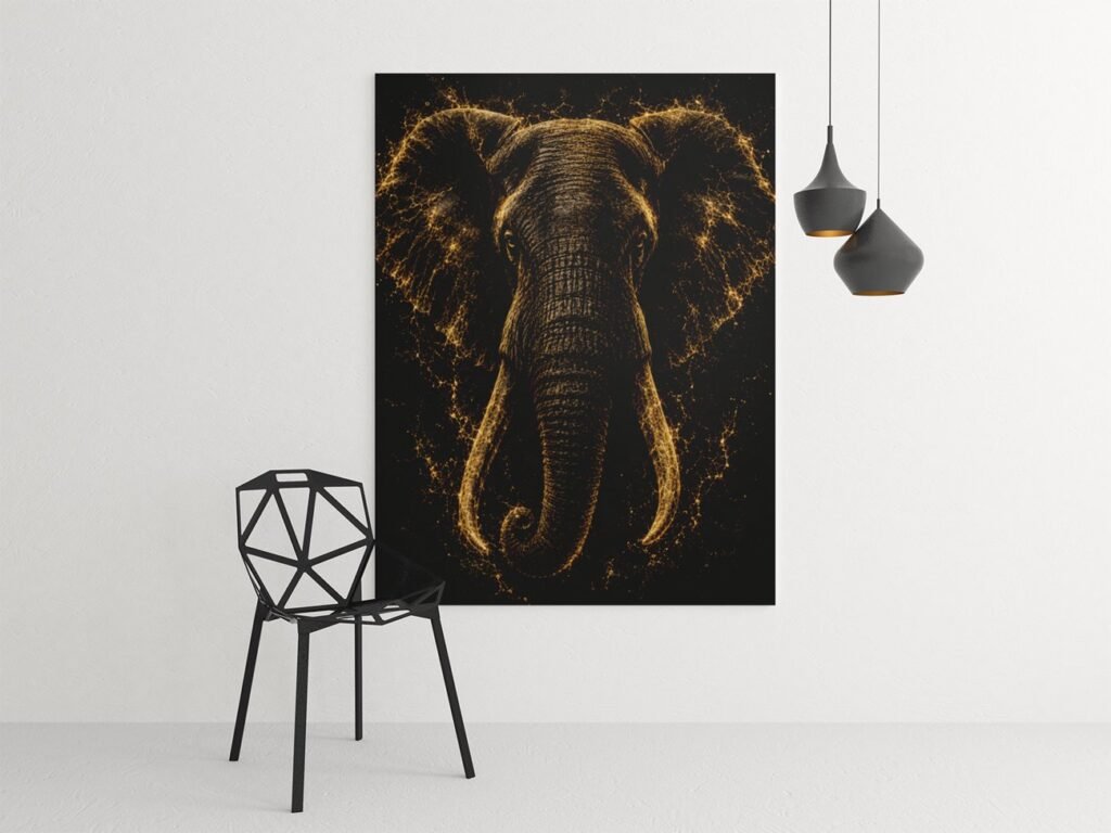 Gouden Olifant Canvas Schilderij 75x100 cm 