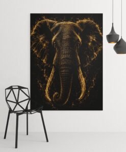 Gouden Olifant Canvas Schilderij 75x100 cm