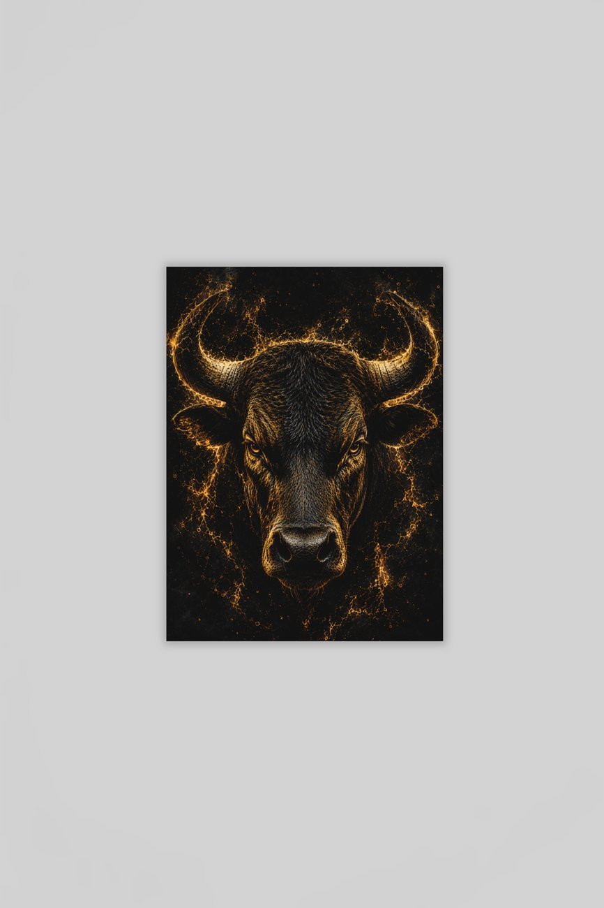 Gouden Stier Canvas Schilderij 75x100 cm