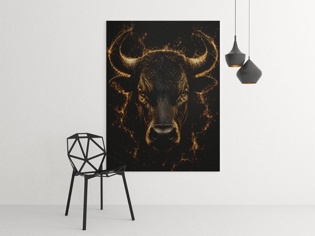 Gouden Stier Canvas Schilderij 75x100 cm