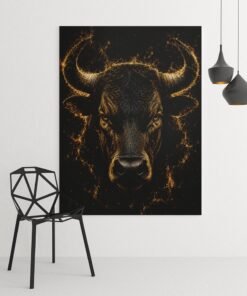 Gouden Stier Canvas Schilderij 75x100 cm