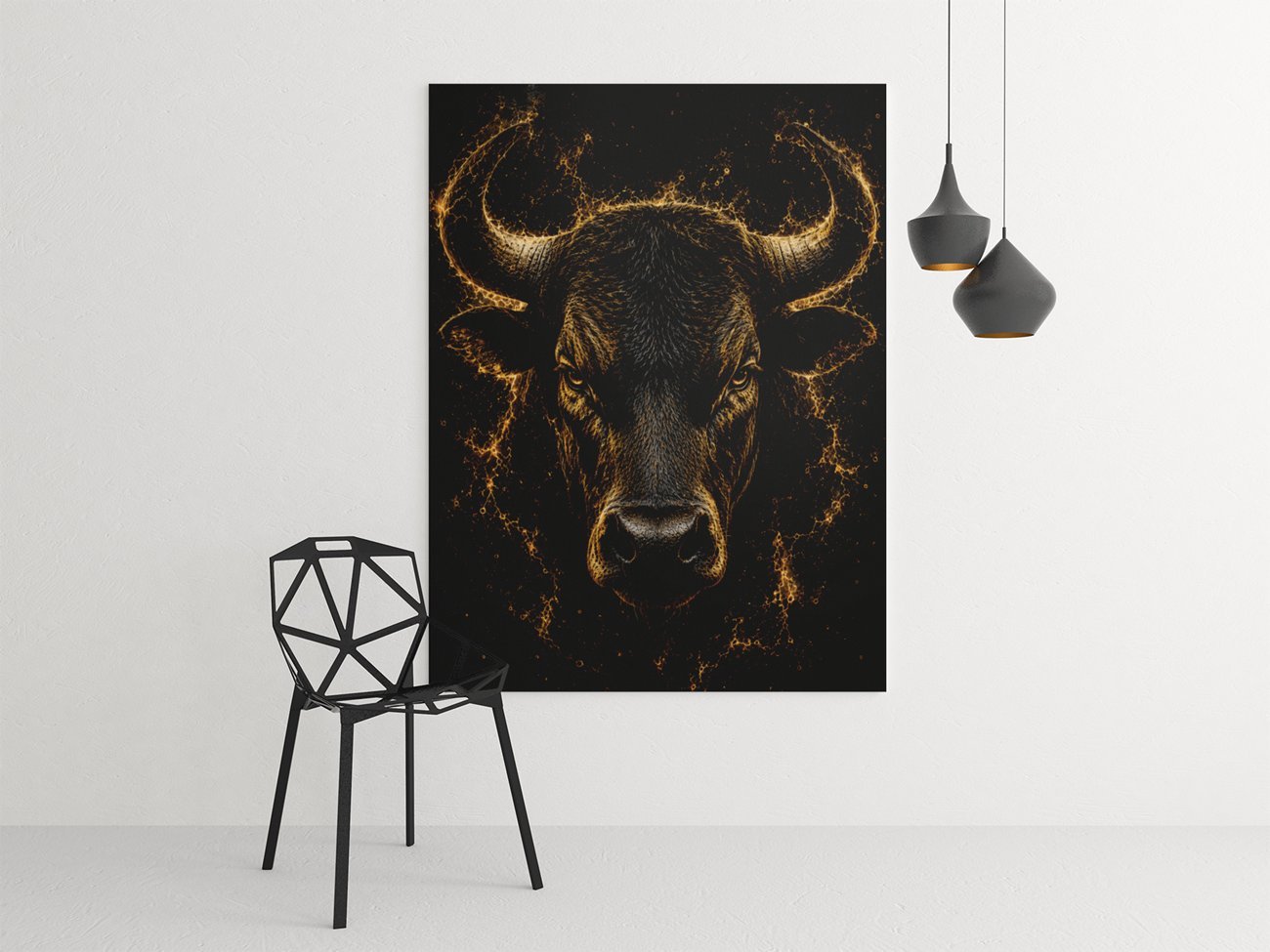 Gouden Stier Canvas Schilderij 75x100 cm