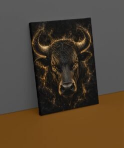OSEFE 1028 canvas schilderij gouden stier op zwarte achtergrond 75x100 cm c
