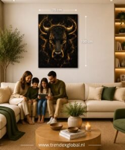 OSEFE 1028 canvas schilderij gouden stier op zwarte achtergrond 75x100 cm f