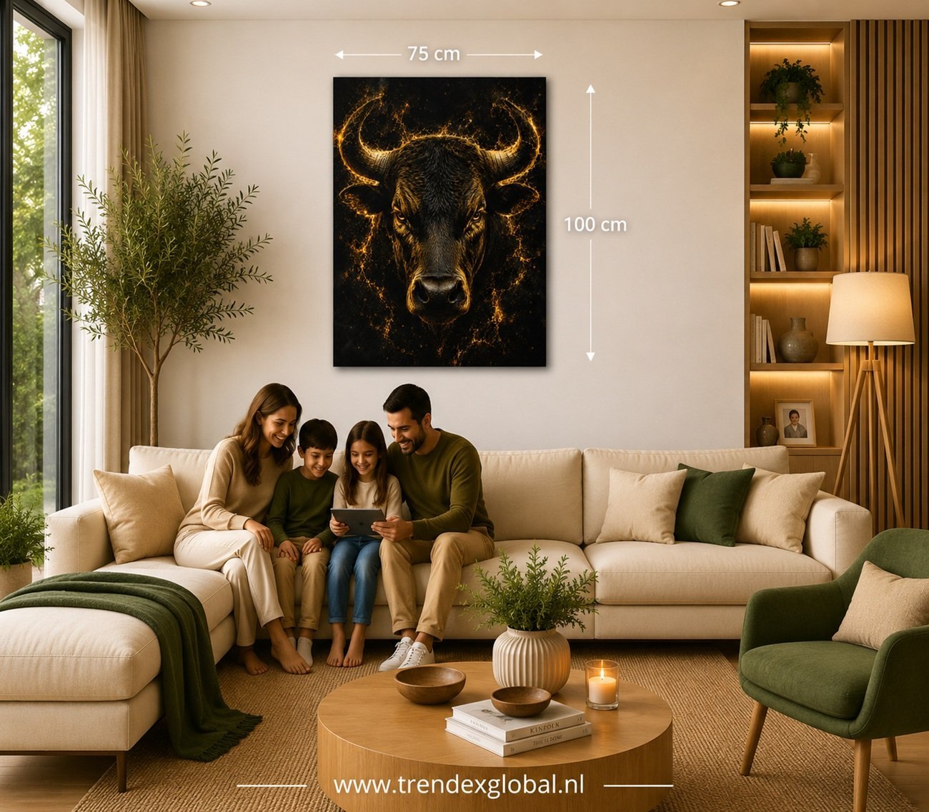 Gouden Stier Canvas Schilderij 75x100 cm - Afbeelding 5
