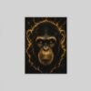 OSEFE 1029 canvas schilderij gouden chimpansee op zwarte achtergrond 75x100 cm