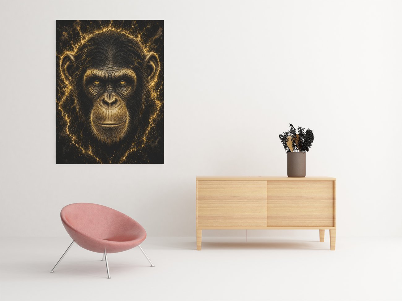 Gouden Chimpansee Canvas Schilderij 75x100 cm - Afbeelding 3
