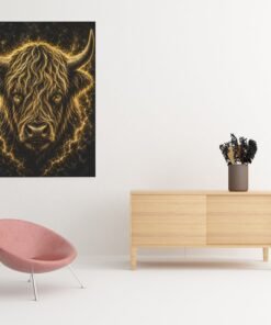 OSEFE 1030 canvas schilderij gouden schotse hooglander 75x100 cm b