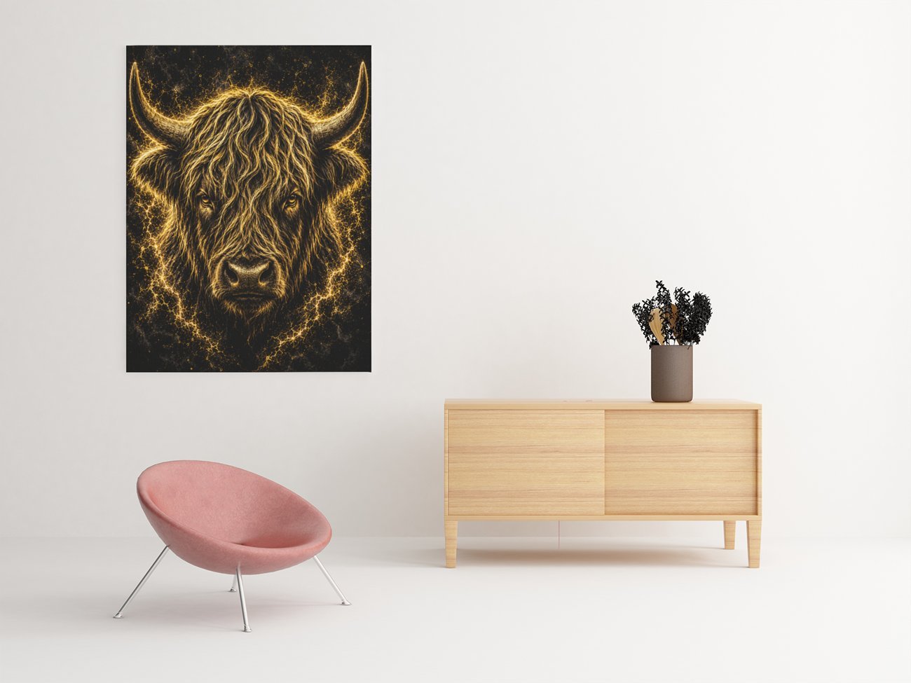 Gouden Schotse Hooglander Canvas Schilderij 75x100 cm - Afbeelding 3