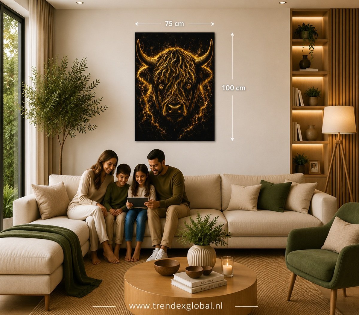 Gouden Schotse Hooglander Canvas Schilderij 75x100 cm - Afbeelding 5