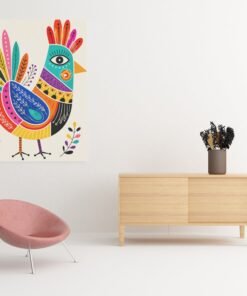 OSEFE 1032 canvas schilderij kleurrijke volkskunst vogel 75x100 cm c