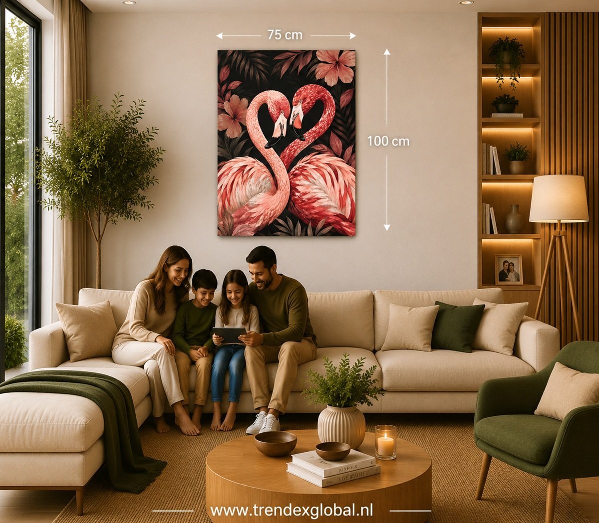 Flamingo Canvas Schilderij 75x100 cm - Afbeelding 5