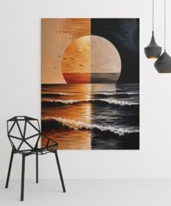 Abstracte Zonsondergang Canvas Schilderij 75x100 cm