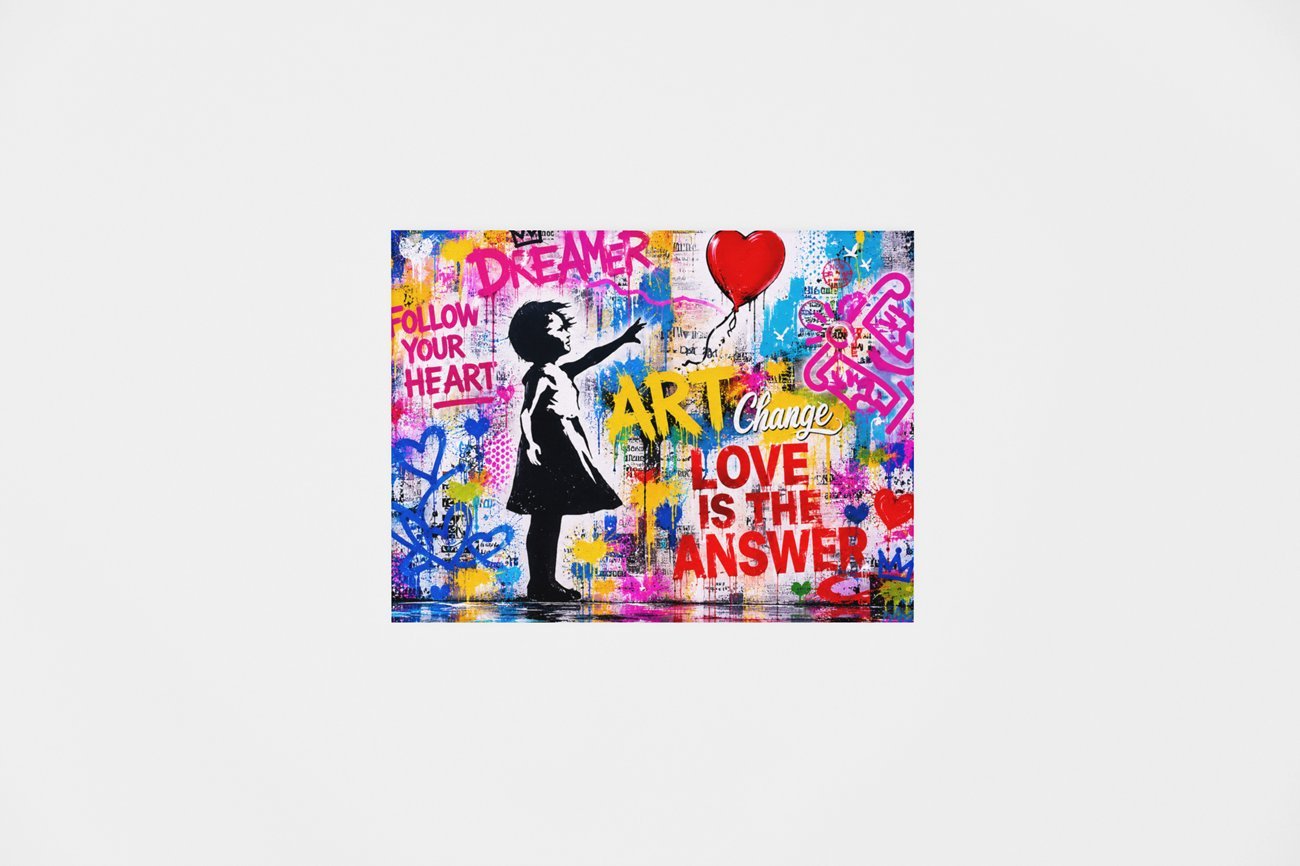 Graffiti Love is The Answer Canvas Schilderij 100x75 cm