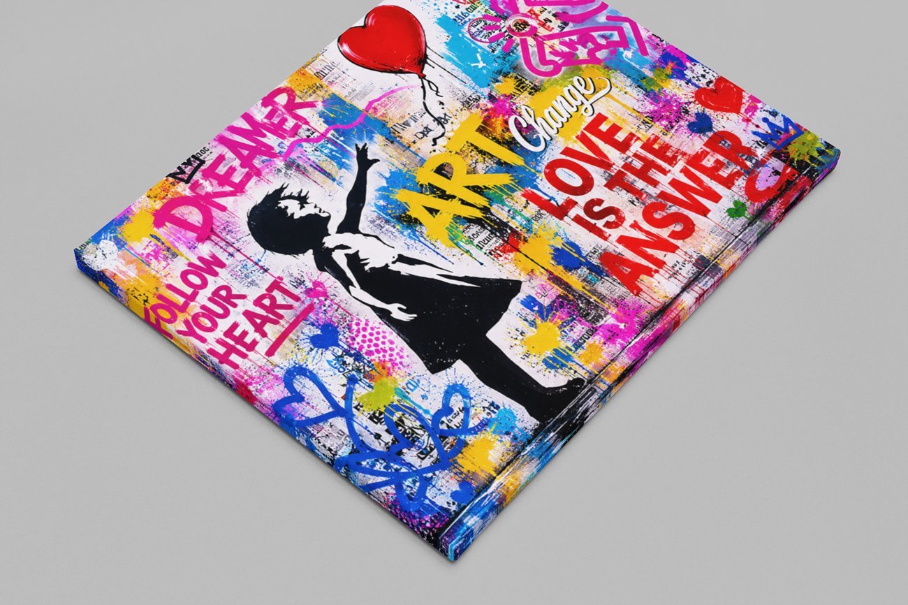 Graffiti Love is The Answer Canvas Schilderij 100x75 cm - Afbeelding 2
