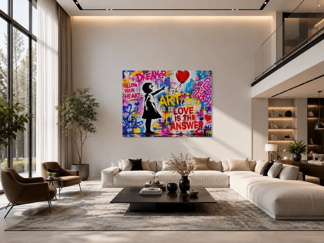 Graffiti Love is The Answer Canvas Schilderij 100x75 cm - Afbeelding 4