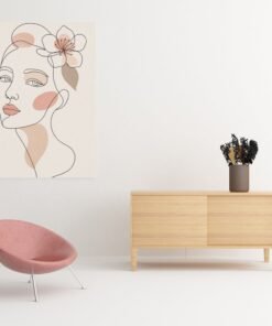 OSEFE 1040 canvas schilderij line art vrouw met bloem 75x100 cm b