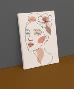 OSEFE 1040 canvas schilderij line art vrouw met bloem 75x100 cm c