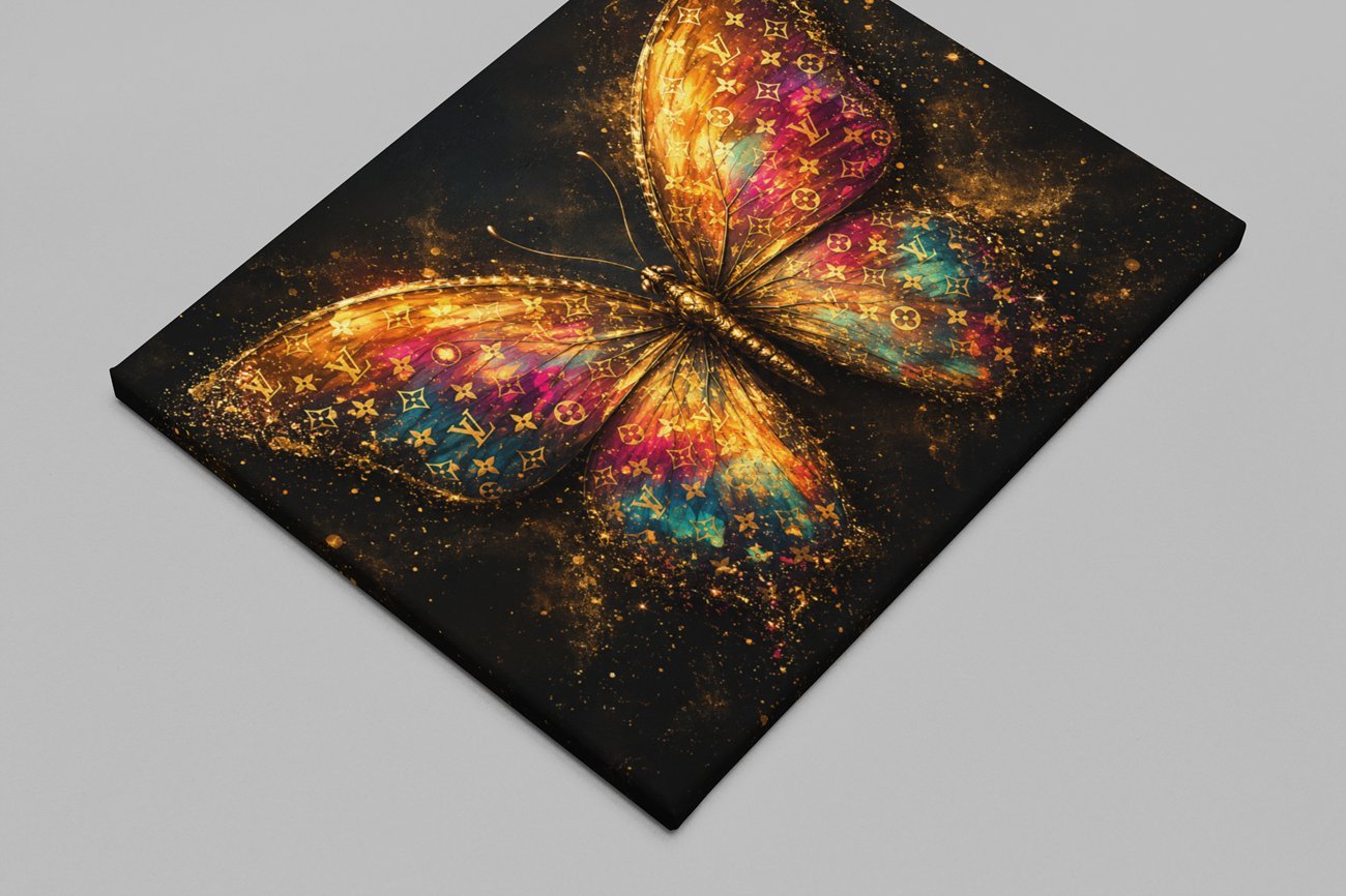 Kleurrijke Vlinder Canvas Schilderij 100x75 cm - Afbeelding 2