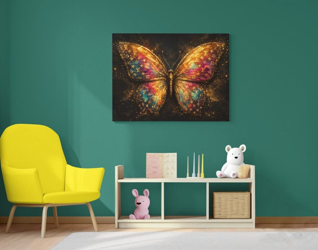 Kleurrijke Vlinder Canvas Schilderij 100x75 cm