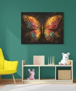 Kleurrijke Vlinder Canvas Schilderij 100x75 cm