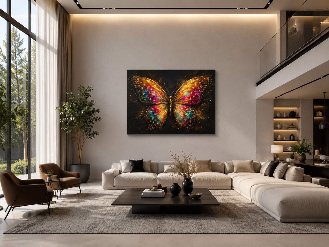 Kleurrijke Vlinder Canvas Schilderij 100x75 cm - Afbeelding 4