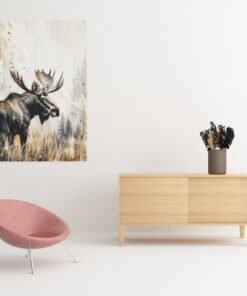OSEFE 1042 canvas schilderij eland wildlife wanddecoratie 75x100 cm b
