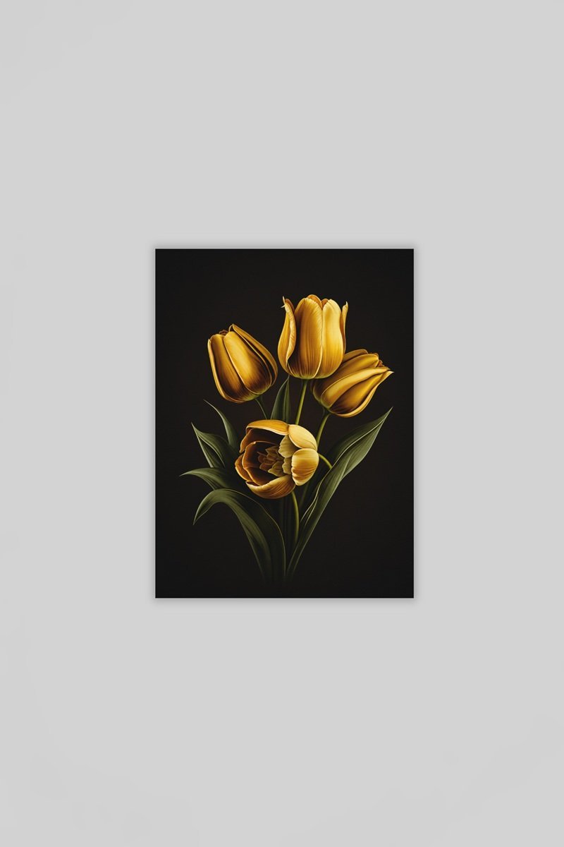 Canvas Schilderij 75x100 cm Gouden Tulpen