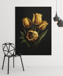 Canvas Schilderij 75x100 cm Gouden Tulpen