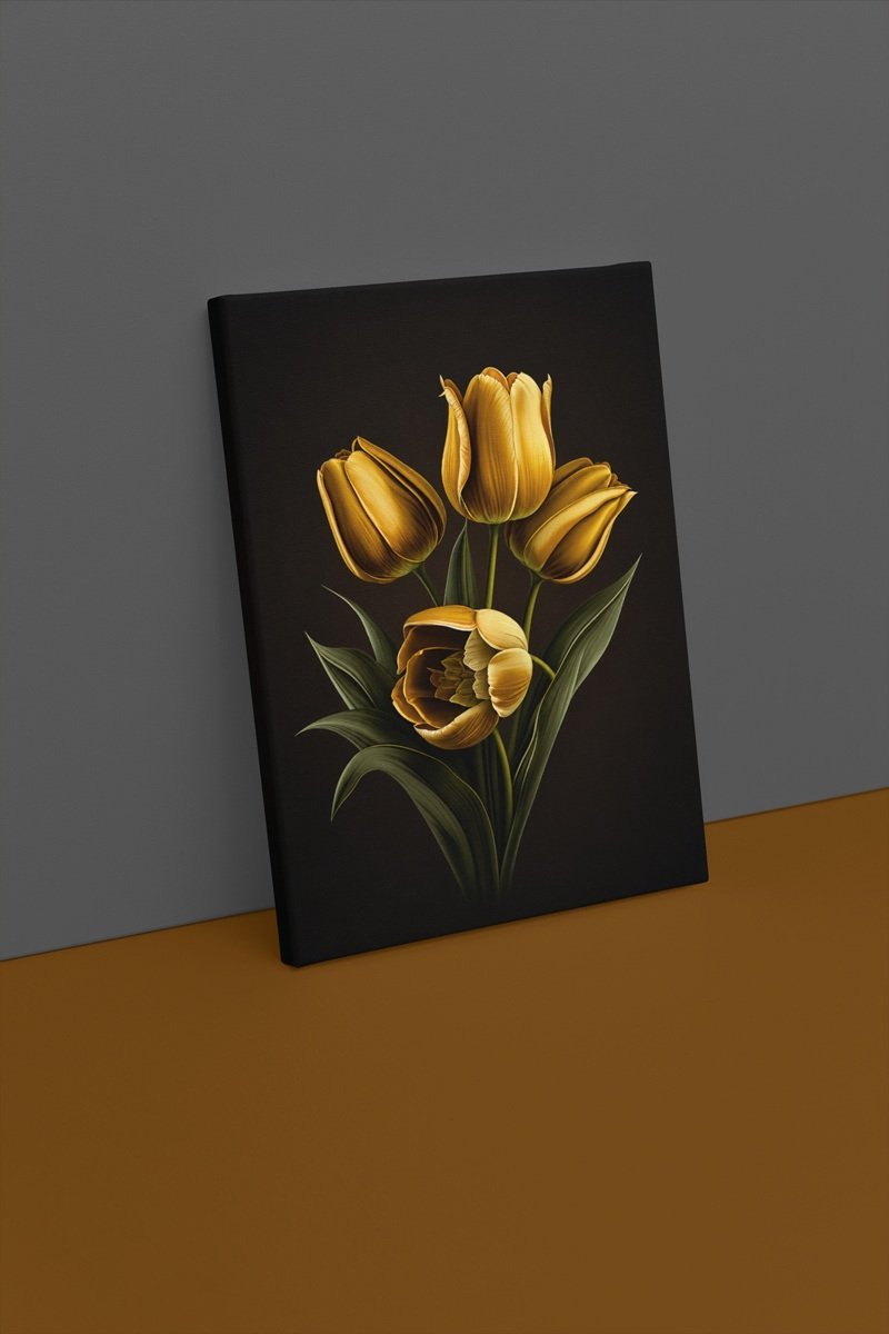 Canvas Schilderij 75x100 cm Gouden Tulpen - Afbeelding 2