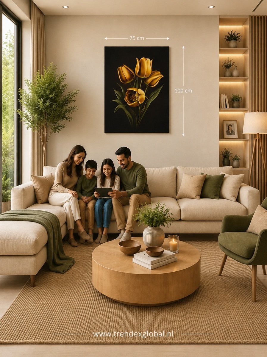 Canvas Schilderij 75x100 cm Gouden Tulpen - Afbeelding 5
