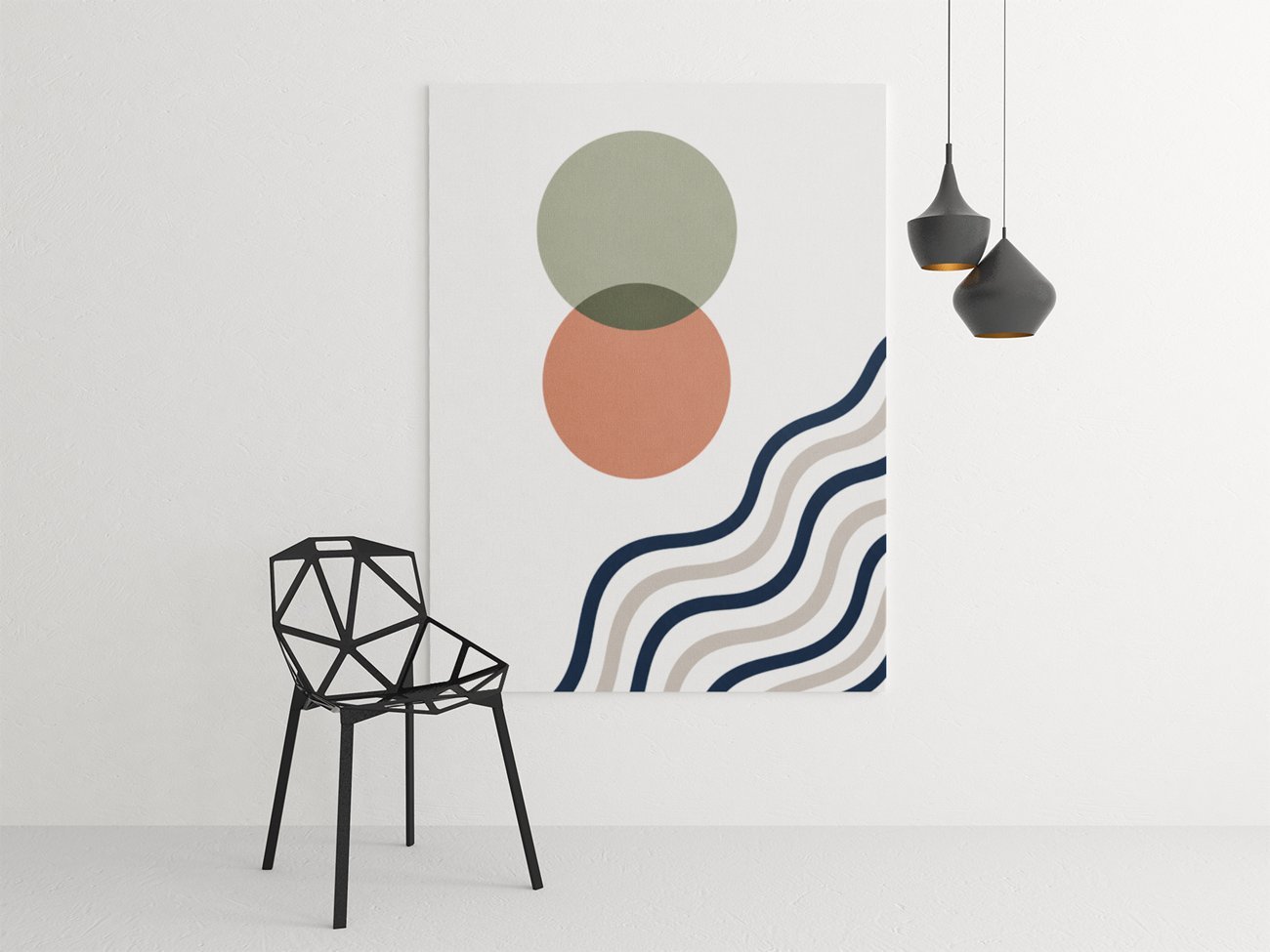Cirkels en Golven Abstract Schilderij 75x100 cm