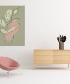 OSEFE 1048 canvas schilderij minimalistische plant line art 75x100 cm c