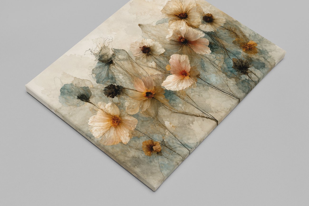 Bloemen in Pasteltinten Canvas Schilderij 100x75 cm - Afbeelding 2