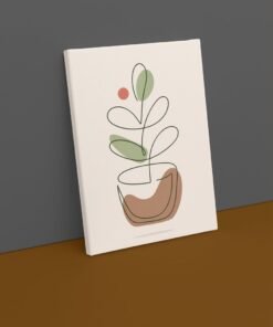 OSEFE 1050 canvas schilderij minimalistische plant line art beige 75x100 cm a