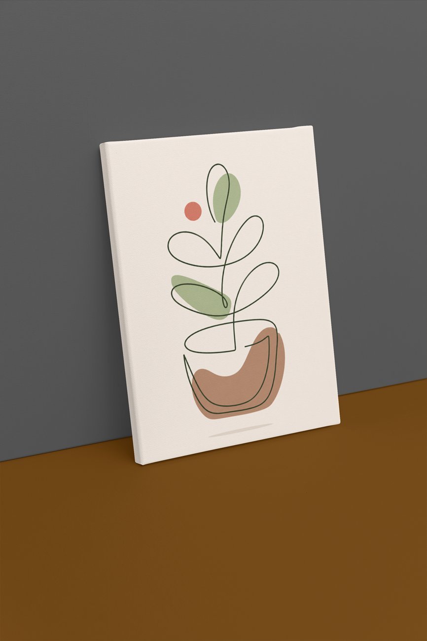 Line Art Plant Canvas Schilderij 75x100 cm - Afbeelding 2