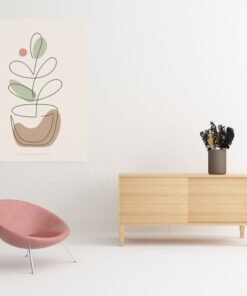 OSEFE 1050 canvas schilderij minimalistische plant line art beige 75x100 cm b