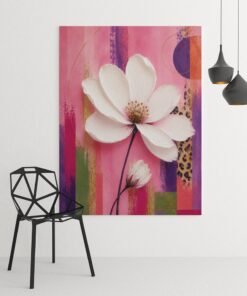 Witte Cosmosbloem Canvas Schilderij 75x100 cm
