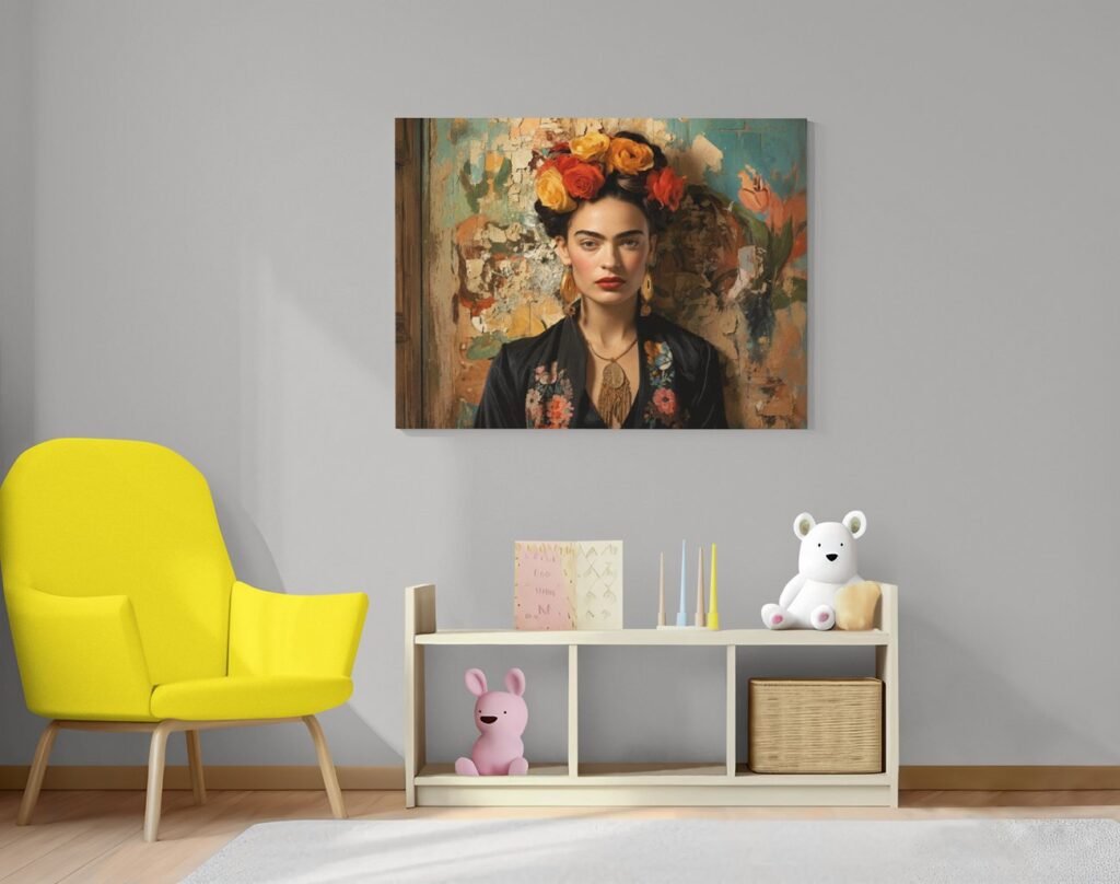 Canvas Schilderij 100x75 cm | Vrouw met Bloemenkroon