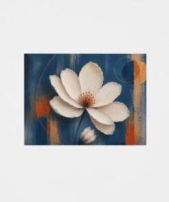 Witte Bloem Canvas Schilderij 100x75 cm