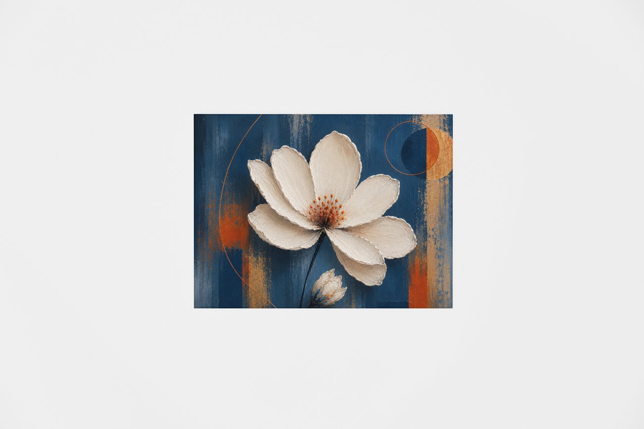 Witte Bloem Canvas Schilderij 100x75 cm